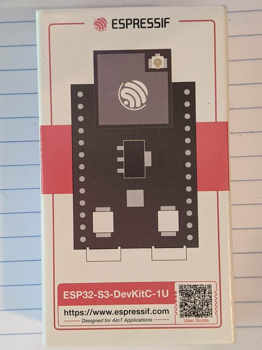 The retail box for the Espressif ESP32-S3-DevKitC-1U-N8 development board.