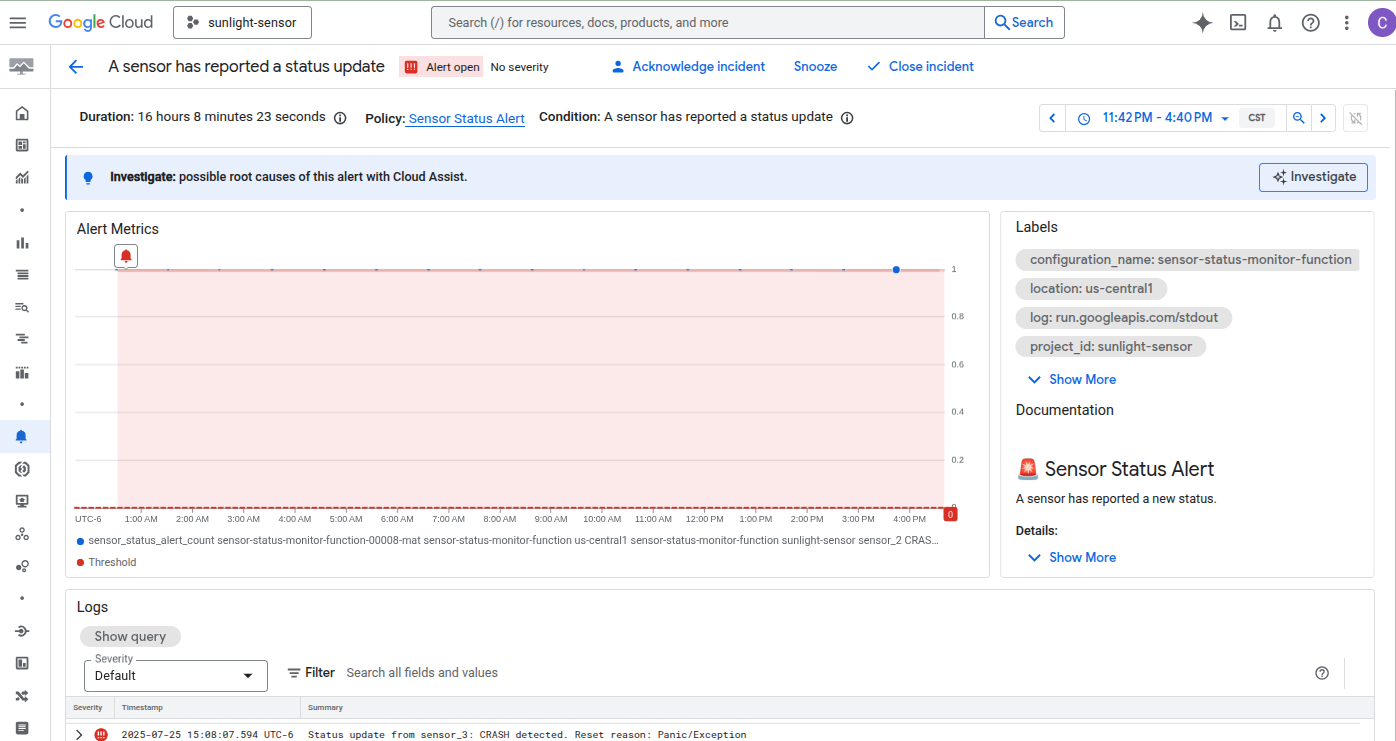 Google Cloud incident Page.