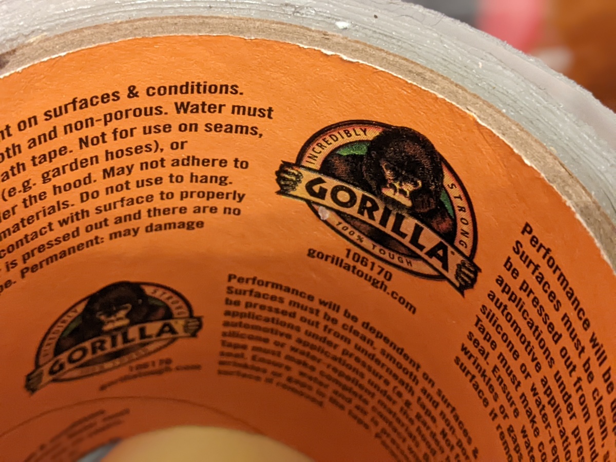 Inside shot of role of Gorilla waterproof tape.